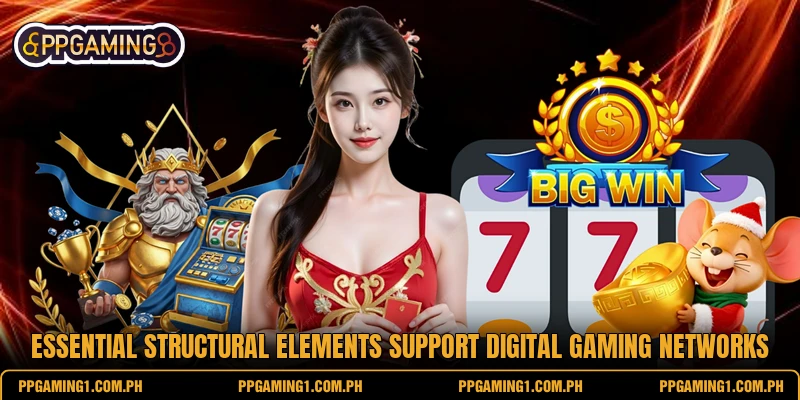 Essential structural elements support digital gaming networks Essential structural elements support digital gaming networks
