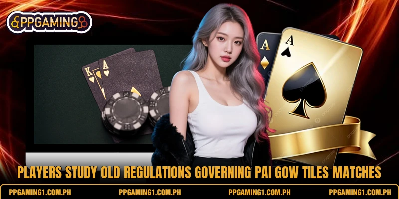 Players study old regulations governing Pai Gow Tiles matches
